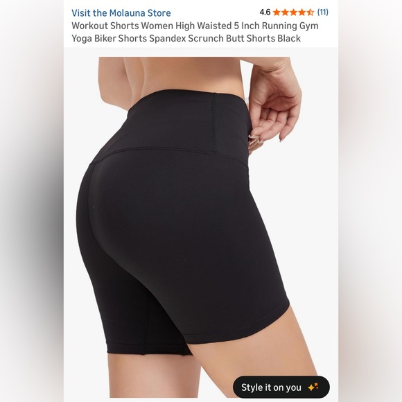 Molauna Pants - Molauna 5” Women's Black High-Rise Workout/Bike Shorts NIB